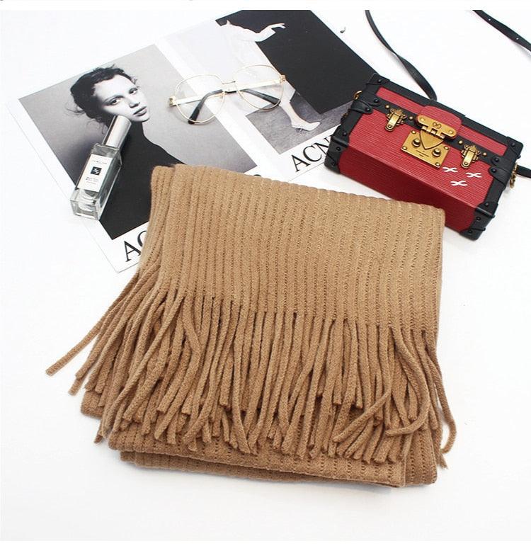 Soft Warm Wool Tassel Scarf