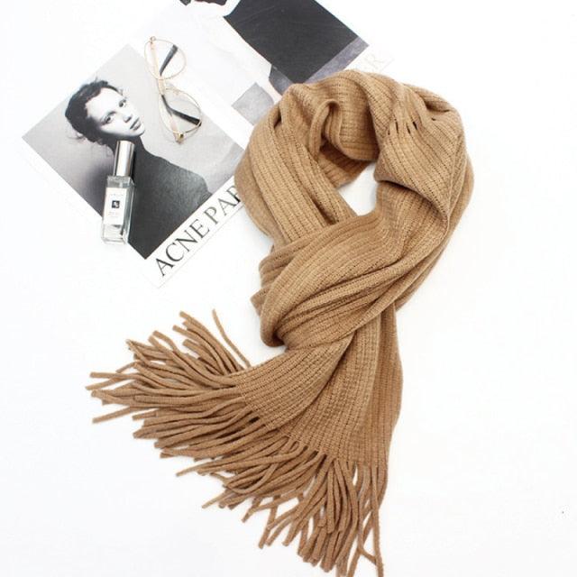 Soft Warm Wool Tassel Scarf
