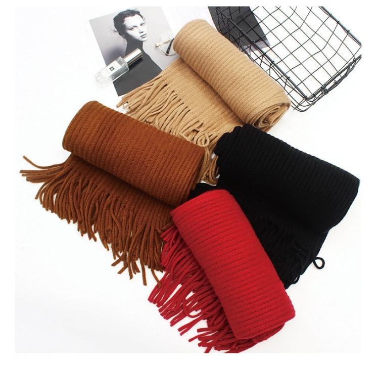 Soft Warm Wool Tassel Scarf