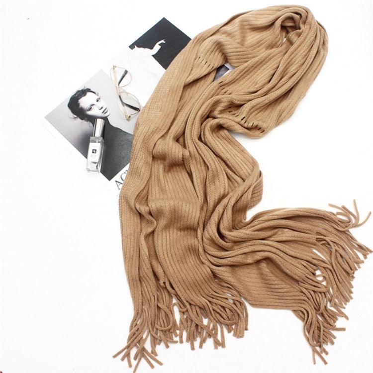 Soft Warm Wool Tassel Scarf