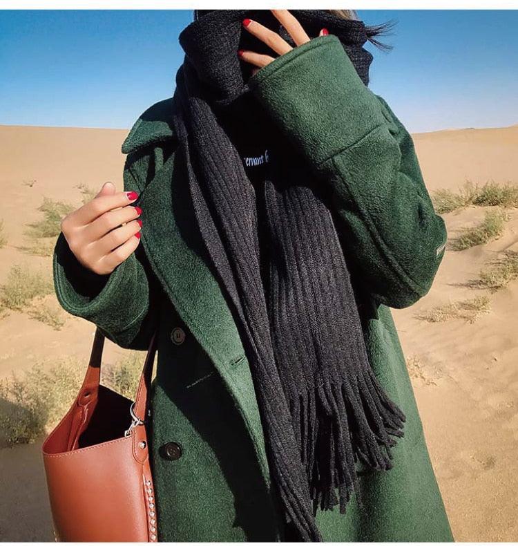 Soft Warm Wool Tassel Scarf