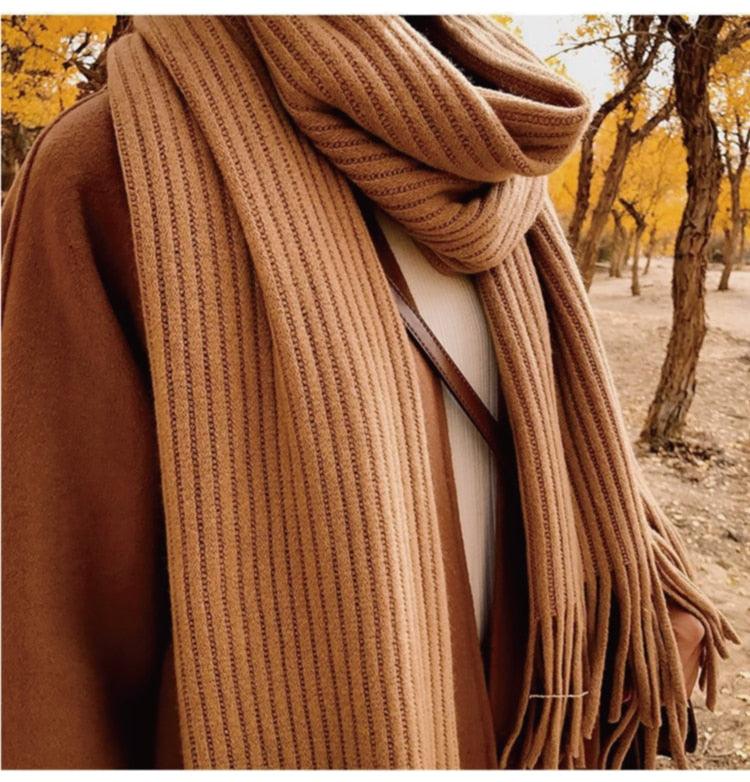 Soft Warm Wool Tassel Scarf