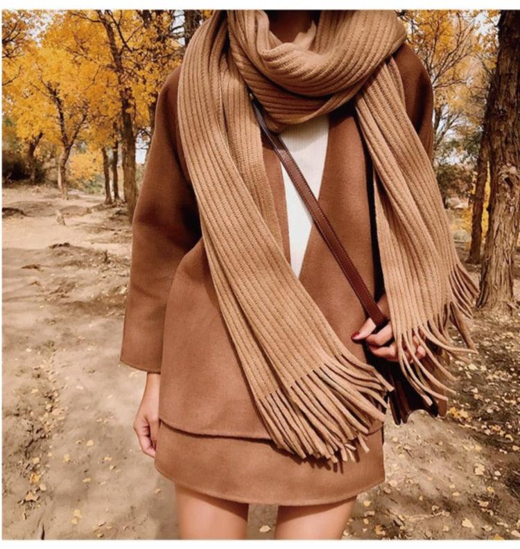 Soft Warm Wool Tassel Scarf