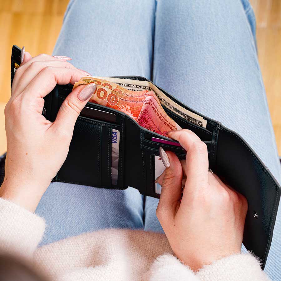 RFID Blocking Leather Trifold Wallet